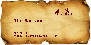 Ali Mariann névjegykártya