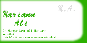 mariann ali business card